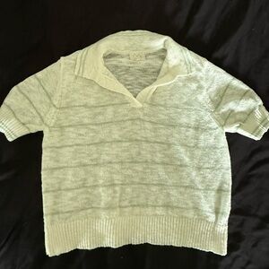 Thread & Supply Textured Knit Sweater in Cream and Green